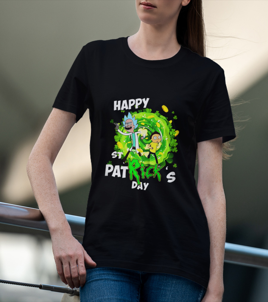 Happy St. Patrick's Day Rick And Morty Portal Adventure T-Shirt