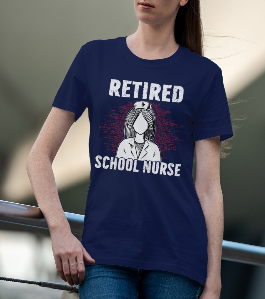 Retired School Nurse Vintage Nurse Figure With Hat T-Shirt