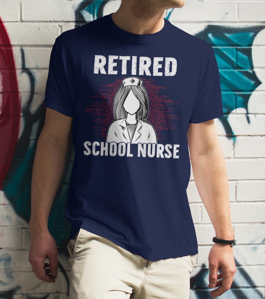 Retired School Nurse Vintage Nurse Figure With Hat T-Shirt