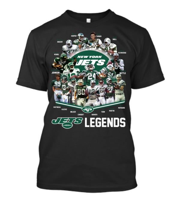 New York Jets Legends Revis Namath Martin Klecko Toon Maynard T-Shirt