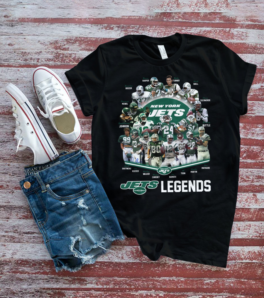 New York Jets Legends Revis Namath Martin Klecko Toon Maynard T-Shirt