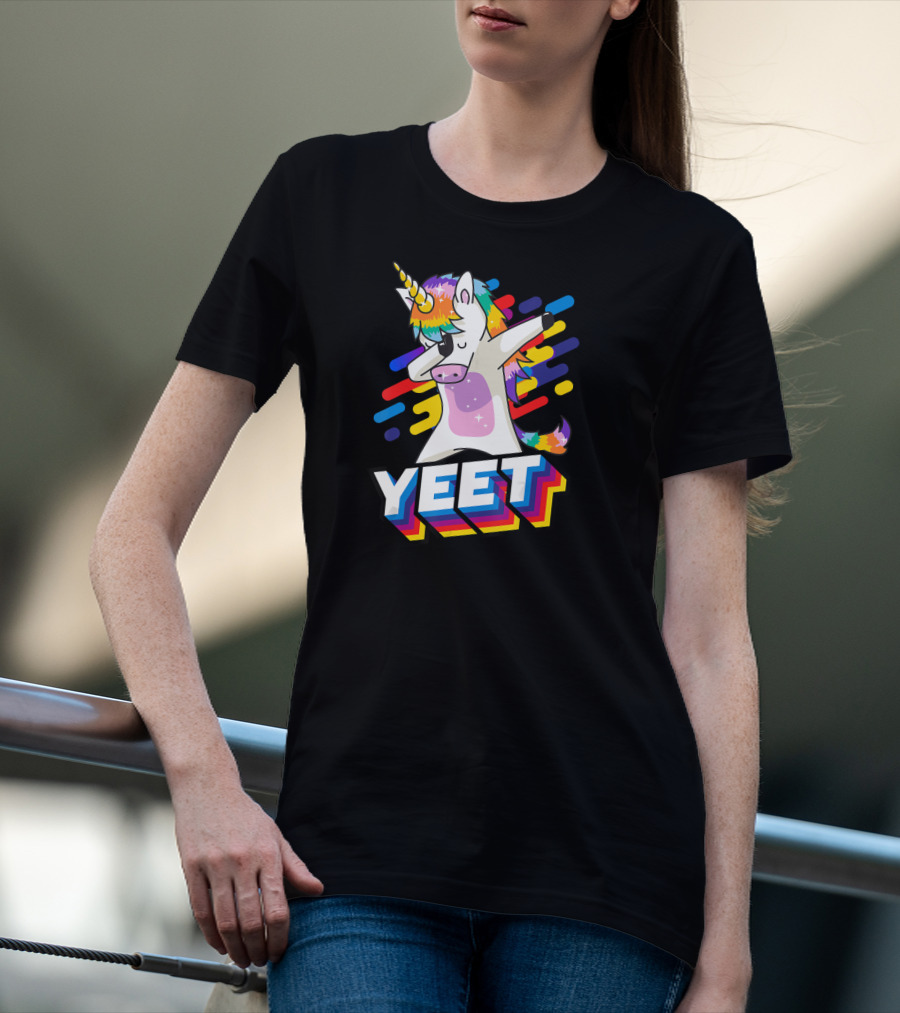 YEET Colorful Dabbing Dancing Unicorn T-Shirt