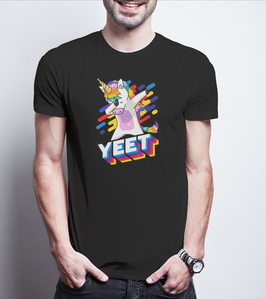 YEET Colorful Dabbing Dancing Unicorn T-Shirt