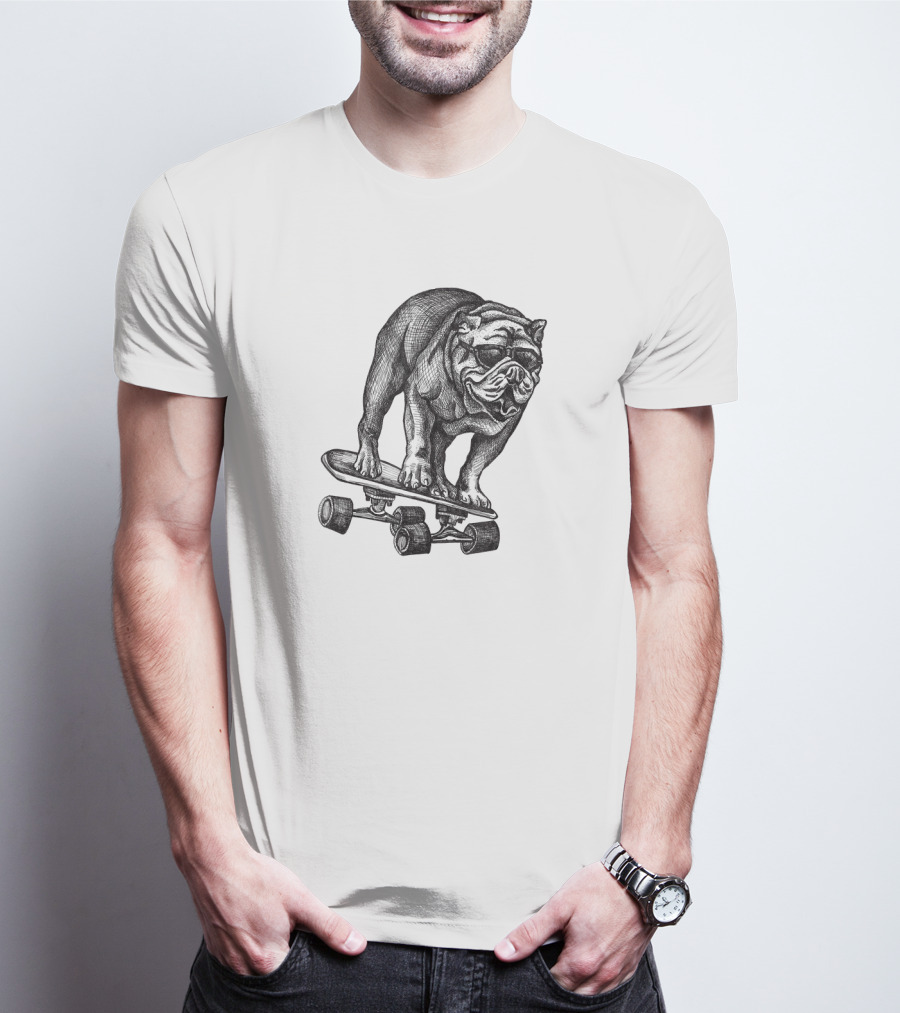 Cool Skateboarding English Bulldog T-Shirt