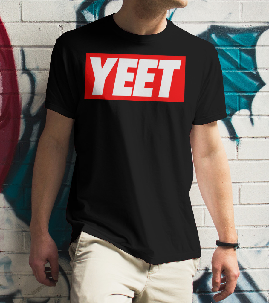 Yeet Basketball Red Bold Typography T-Shirt