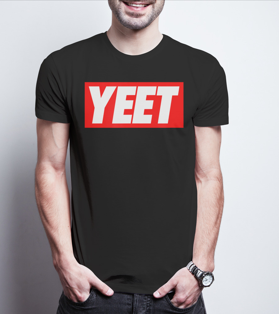 Yeet Basketball Red Bold Typography T-Shirt
