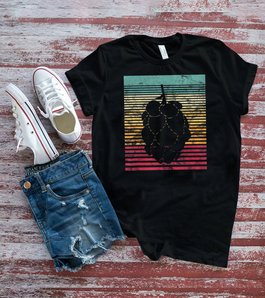 Vintage Hops Leaf Craft Beer Retro Stripes T-Shirt
