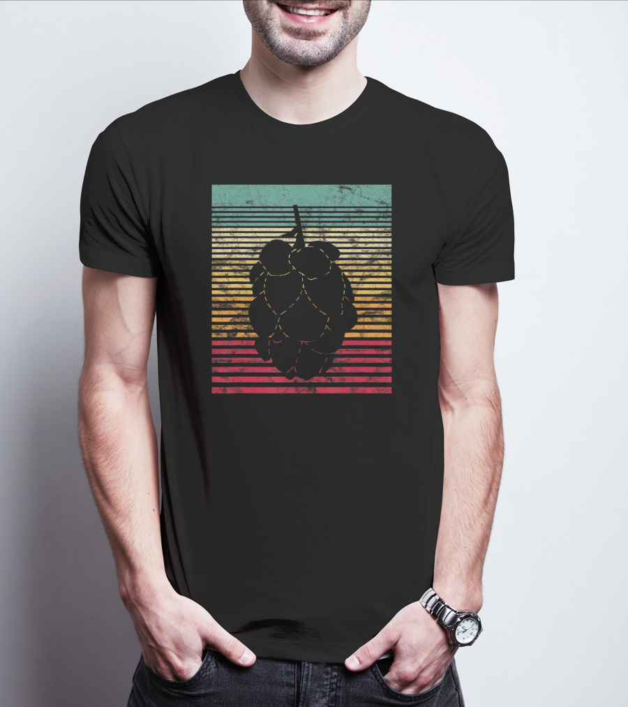 Vintage Hops Leaf Craft Beer Retro Stripes T-Shirt