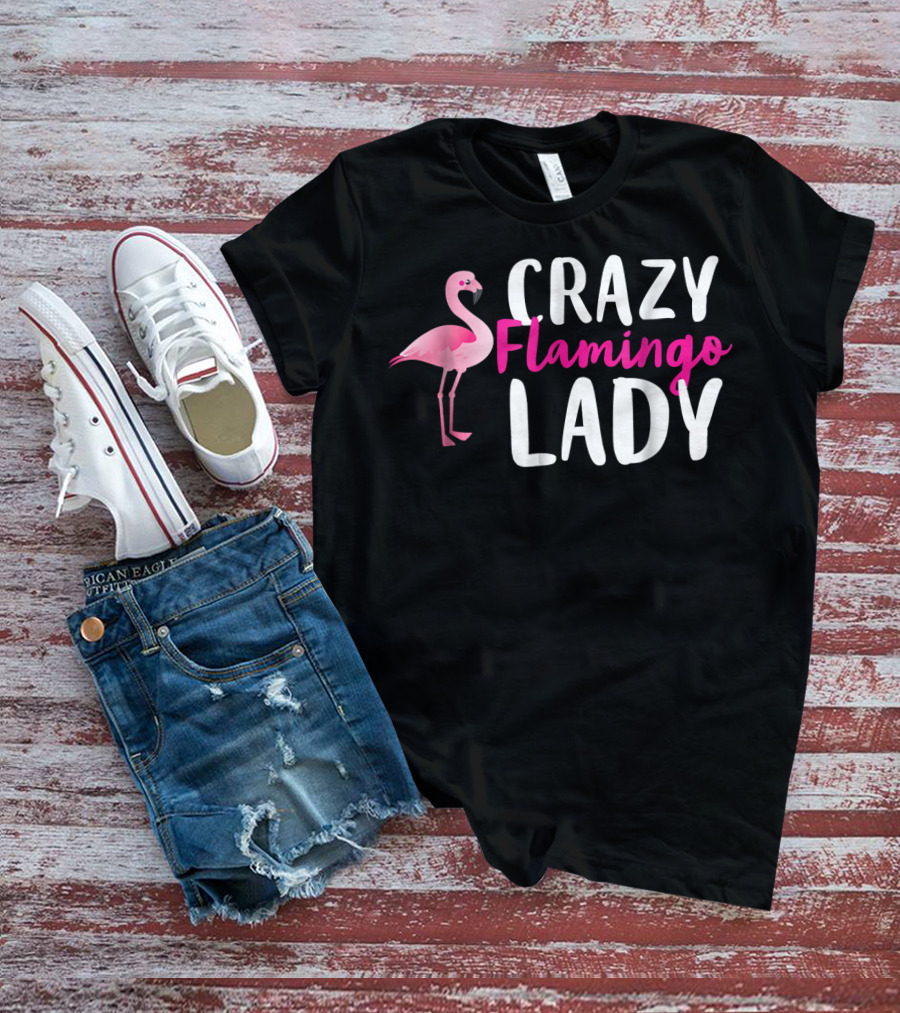 Crazy Flamingo Lady Wading Bird Species Lover T-Shirt