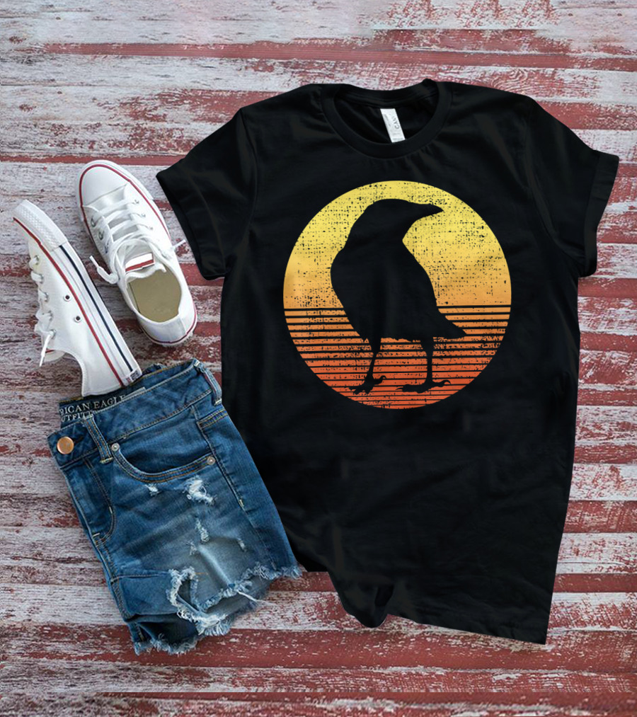 Crow Bird Lover Raven Sunset T-Shirt