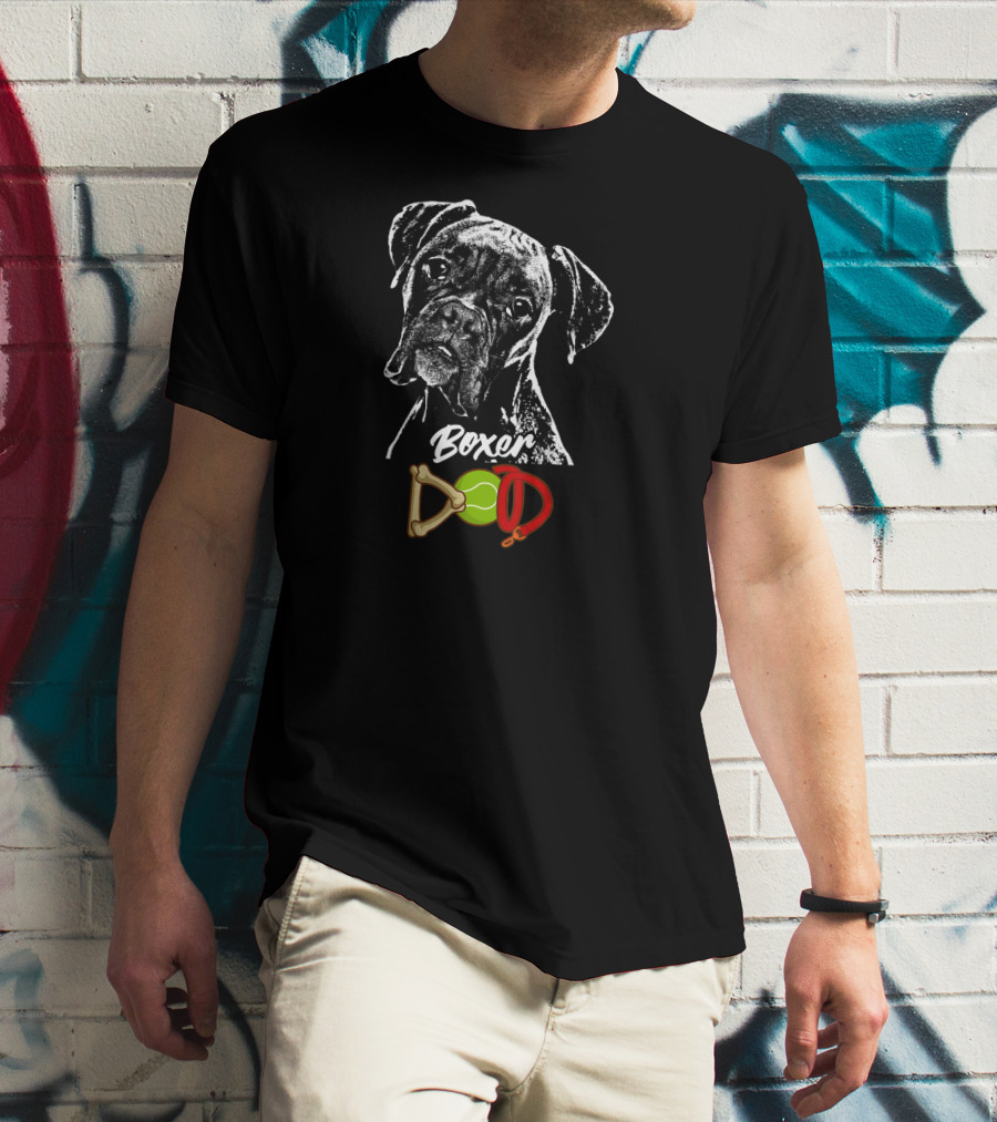 Boxer Dad Tennis Ball Bone Dog Collar T-Shirt