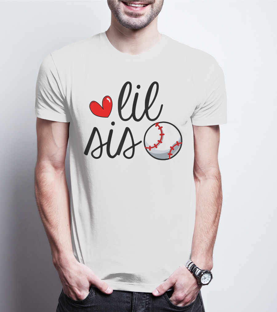 Lil Sis Heart Baseball Sports Playful T-Shirt