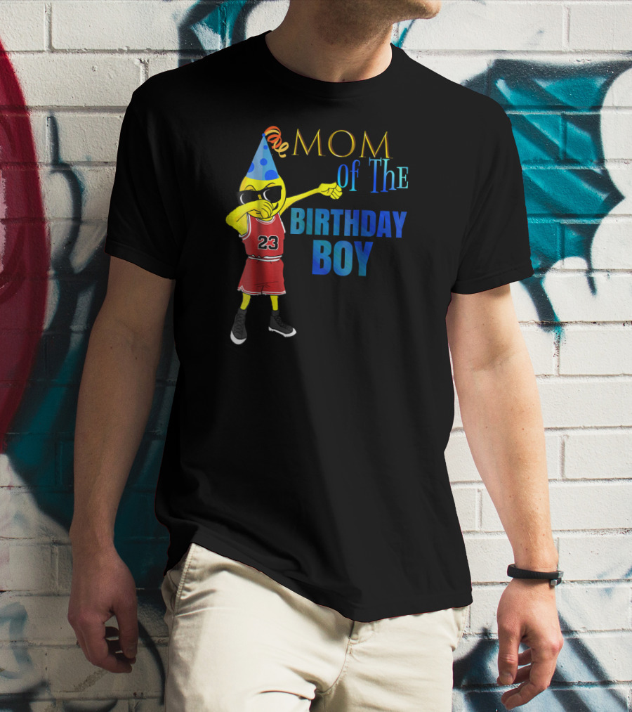 MOM OF THE BIRTHDAY BOY Dabbing Emoji Basketball 23 Party Hat T-Shirt