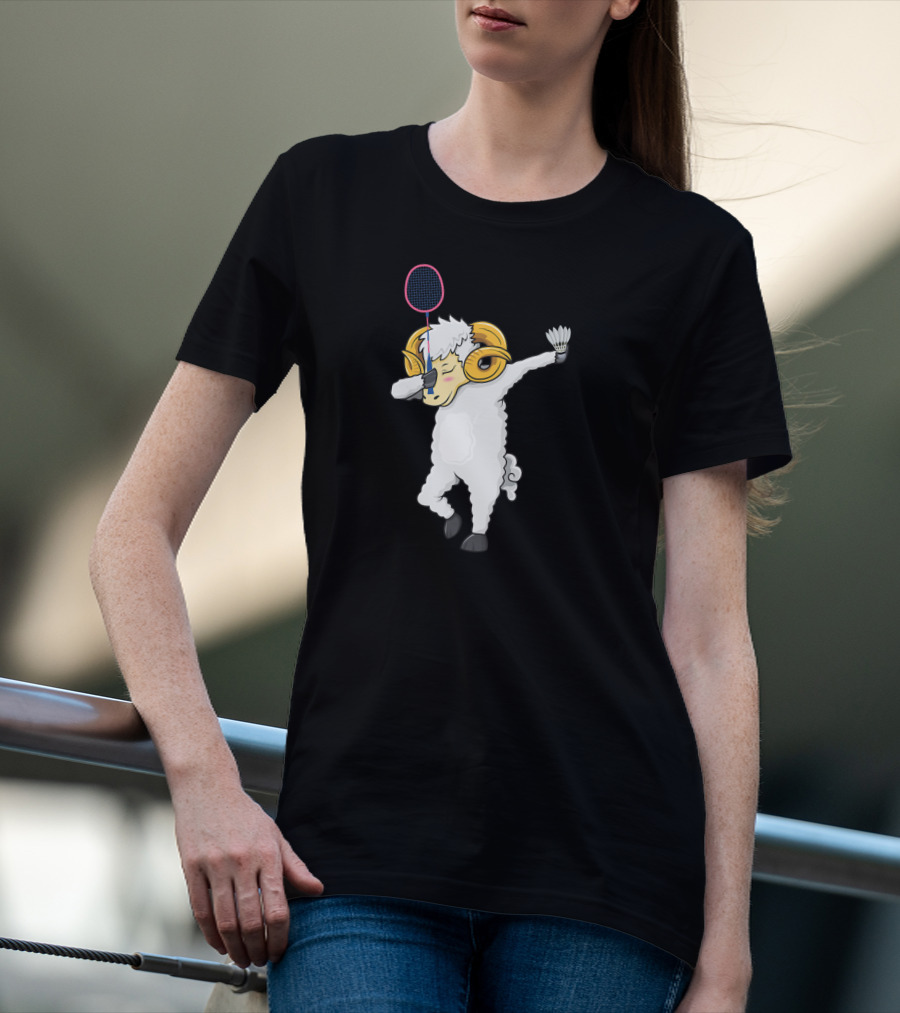 Dabbing Goat Badminton Player With Racket And Shuttlecock T-Shirt