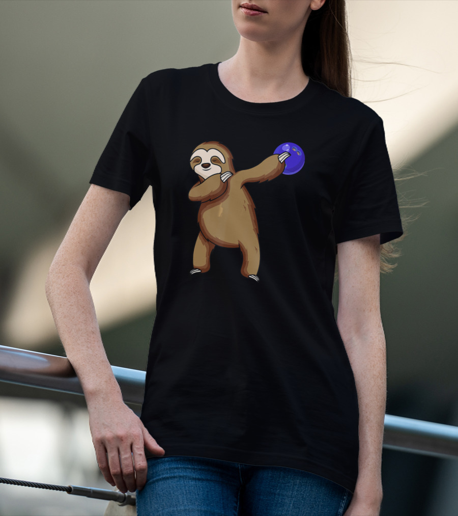 Dabbing Sloth Bowling With Blue Ball T-Shirt