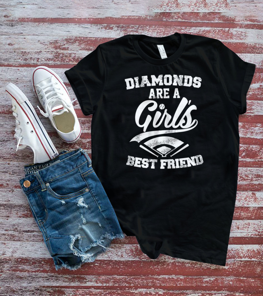 Diamonds Are A Girl's Best Friend Baseball Home Plate T-Shirt