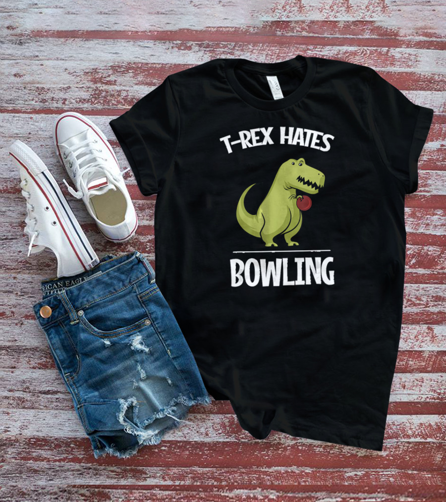 T-Rex Hates Bowling Funny Boys Girl Dinosaur Rex T-Shirt