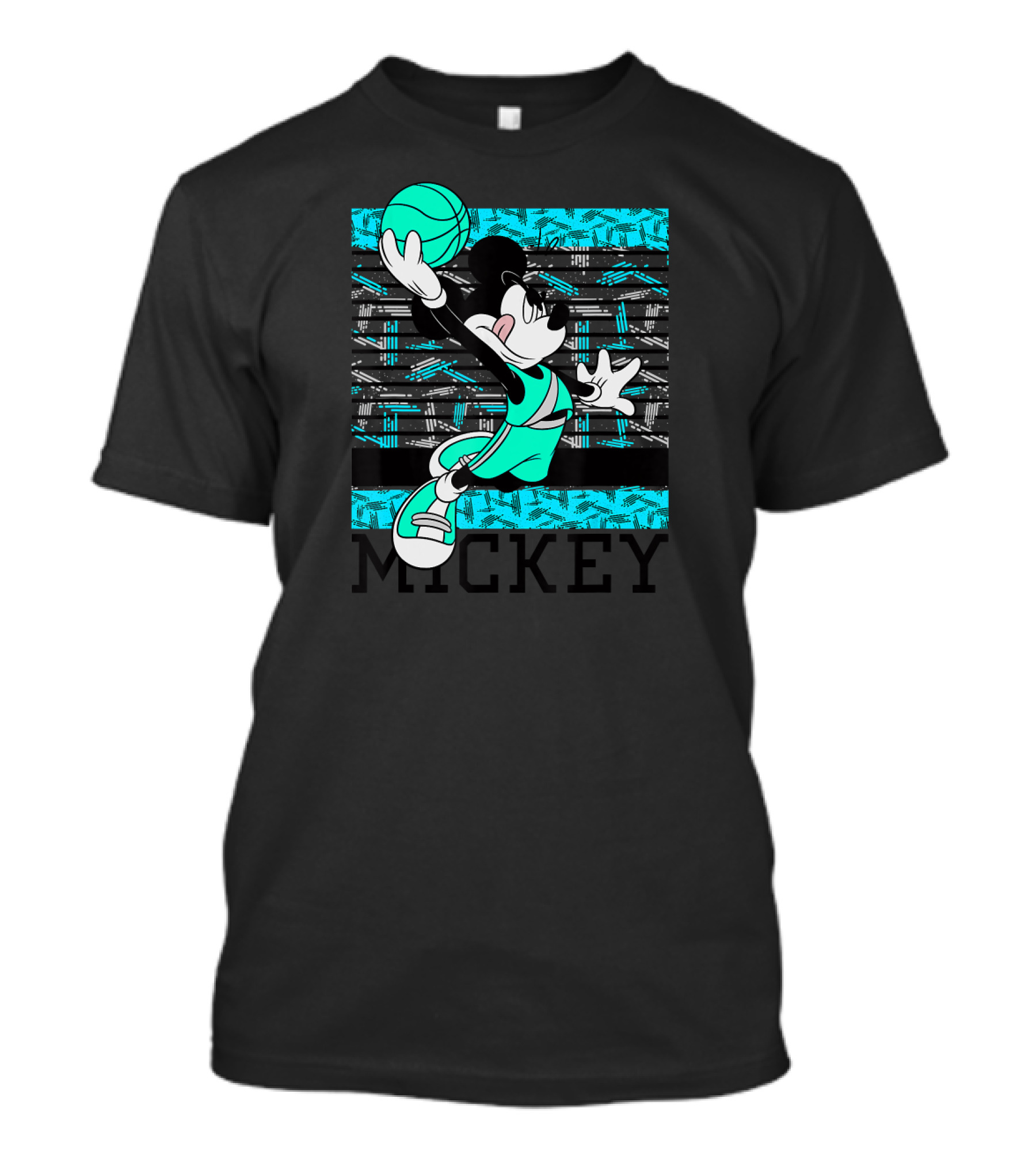 Mickey Mouse Basketball Slam Dunk Teal T-Shirt