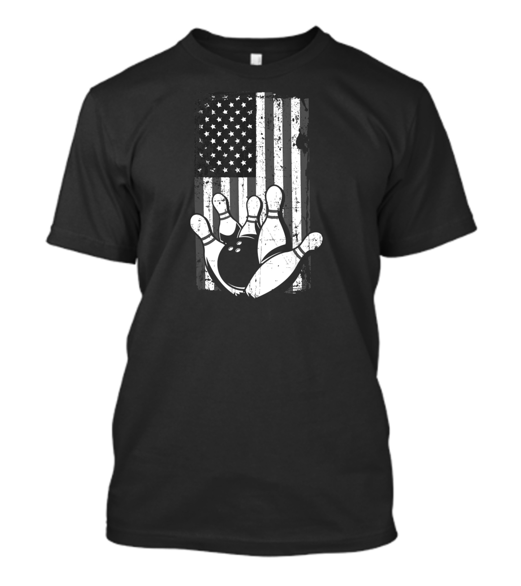 Distressed American Flag Bowling Spare Split Iconic T-Shirt