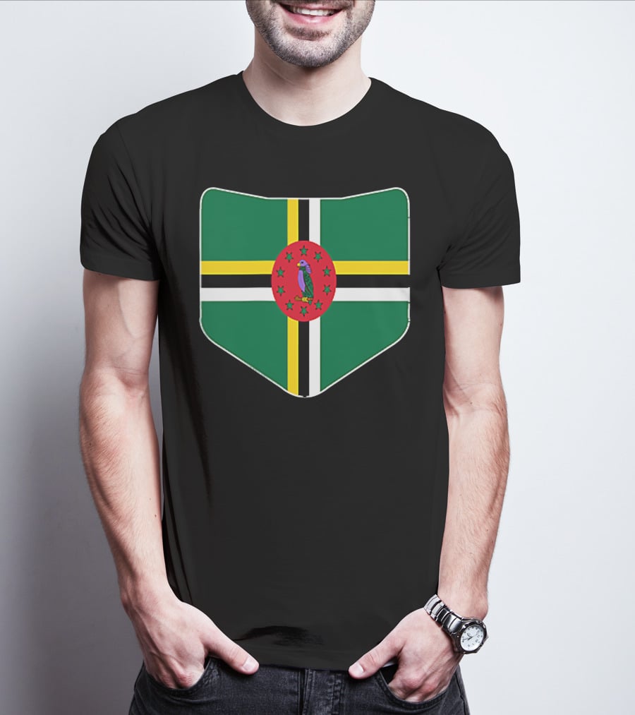 Dominica Flag With Printed Dominic Emblem T-Shirt