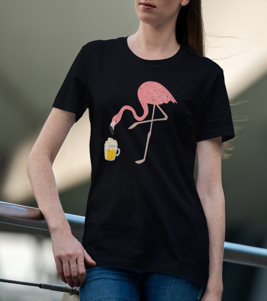 Flamingo Beer Love Bird Drinking T-Shirt