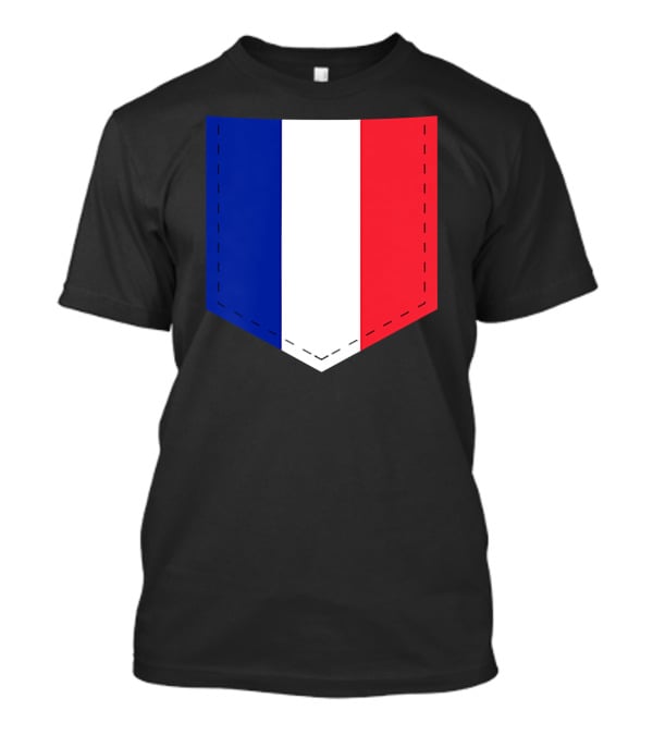French Flag Blue White Red Pocket T-Shirt