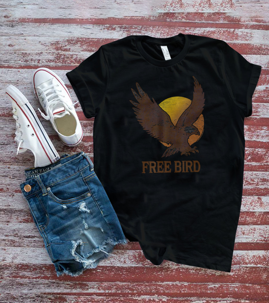 Free Bird Eagle Silhouette Sun Circle T-Shirt