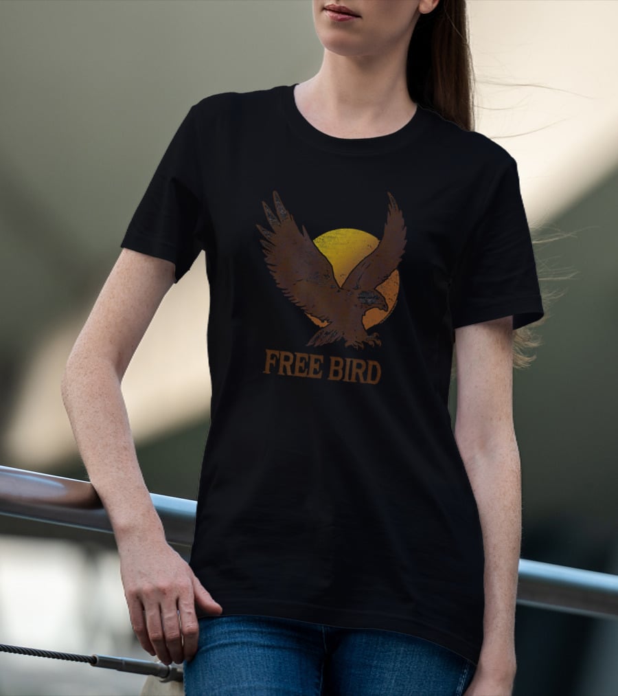 Free Bird Eagle Silhouette Sun Circle T-Shirt