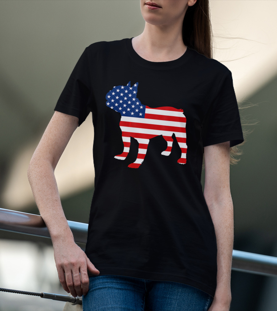 French Bulldog American Flag Fourth Of July USA T-Shirt