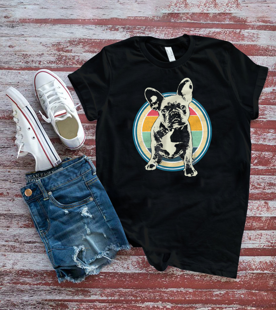 French Bulldog Vintage Retro Circle T-Shirt
