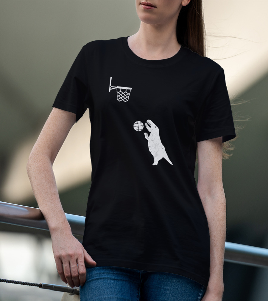 Funny Basketball Dinosaur Rex Throwin' Slam Dunk T-Shirt