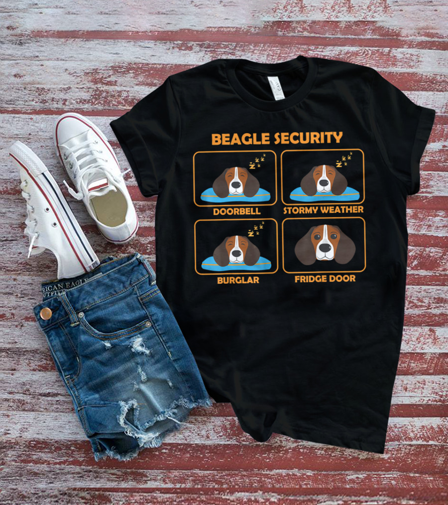 Beagle Security Doorbell Stormy Weather Burglar Fridge Door T-Shirt