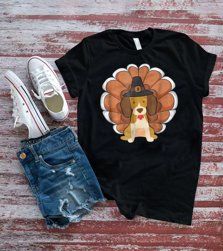 Funny Beagle Turkey Thanksgiving Hat Humor T-Shirt