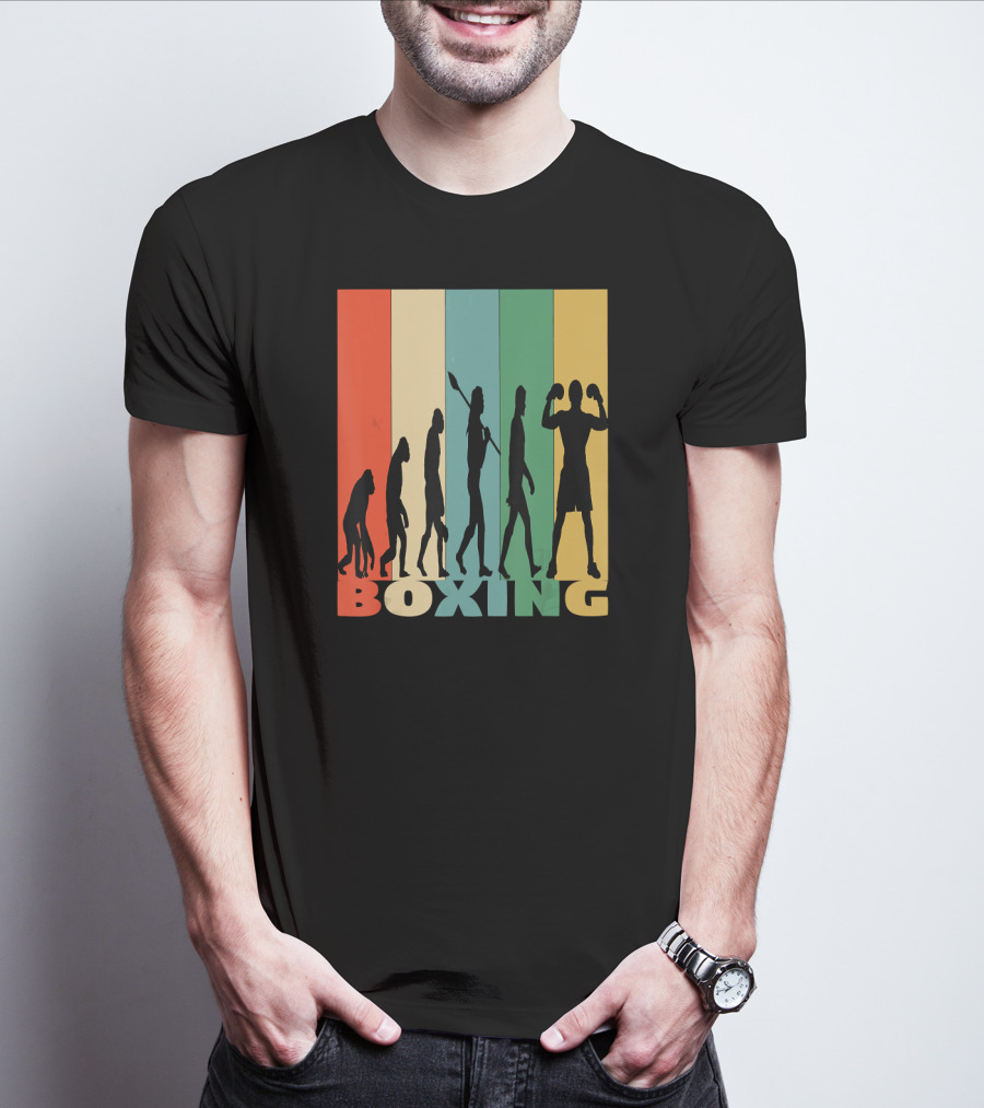 Boxing Evolution Vintage Silhouette Humor T-Shirt