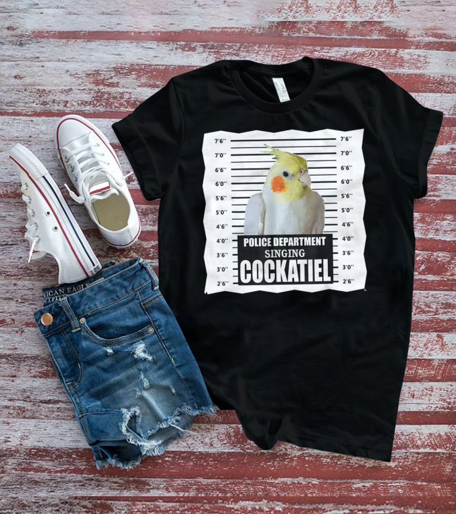 POLICE DEPARTMENT SINGING COCKATIEL MUGSHOT T-Shirt