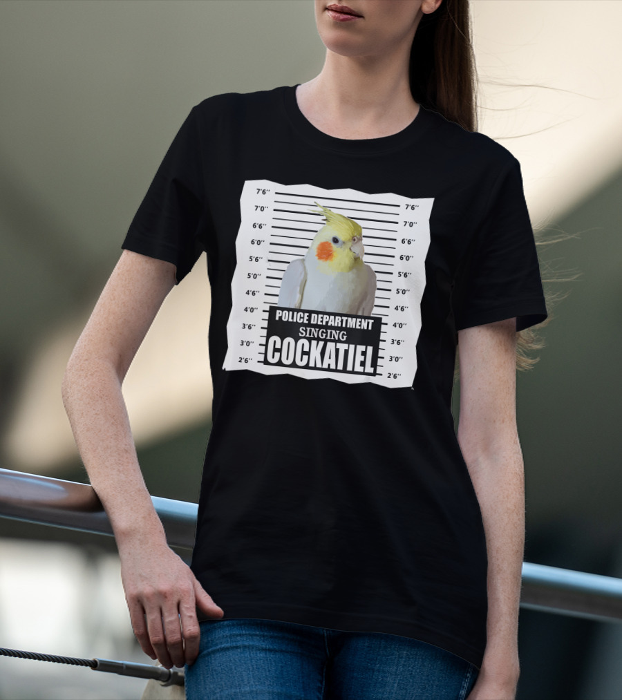 POLICE DEPARTMENT SINGING COCKATIEL MUGSHOT T-Shirt