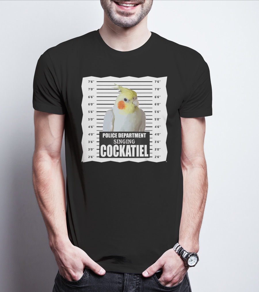POLICE DEPARTMENT SINGING COCKATIEL MUGSHOT T-Shirt