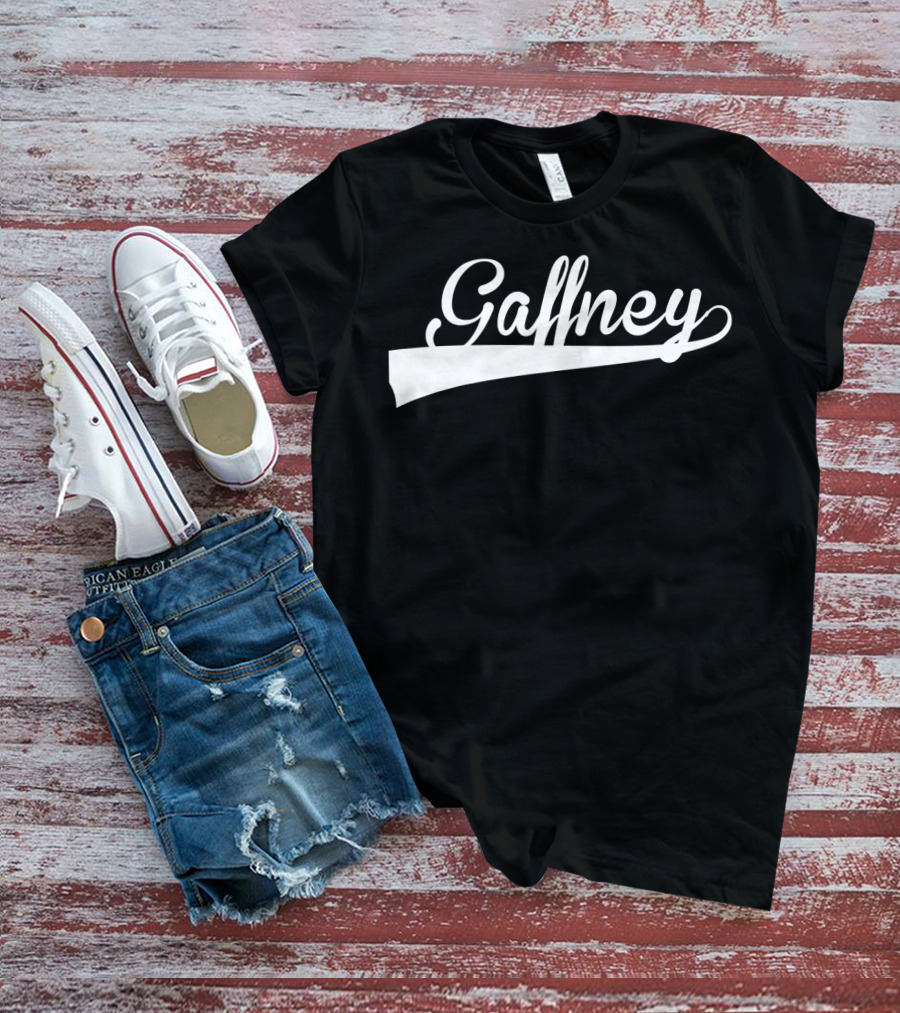 Gaffney Baseball Softball Styled Text With Curve Tail T-Shirt