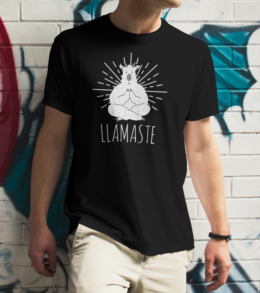 Good Vibes Only Llamaste Yoga Meditation Llama T-Shirt