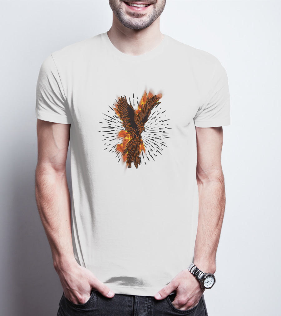 Gothic Burning Phoenix Motorcycle Riders Wil Fire Bird Flames T-Shirt