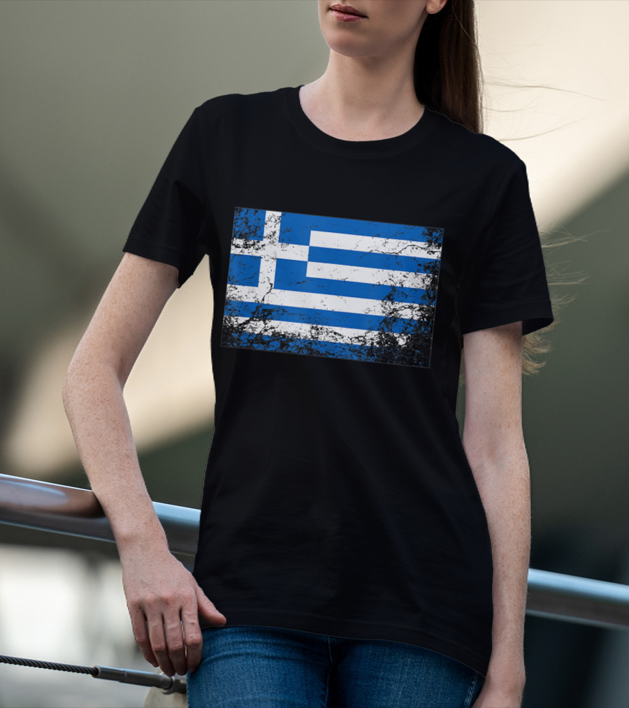 Distressed Vintage Greek National Flag T-Shirt