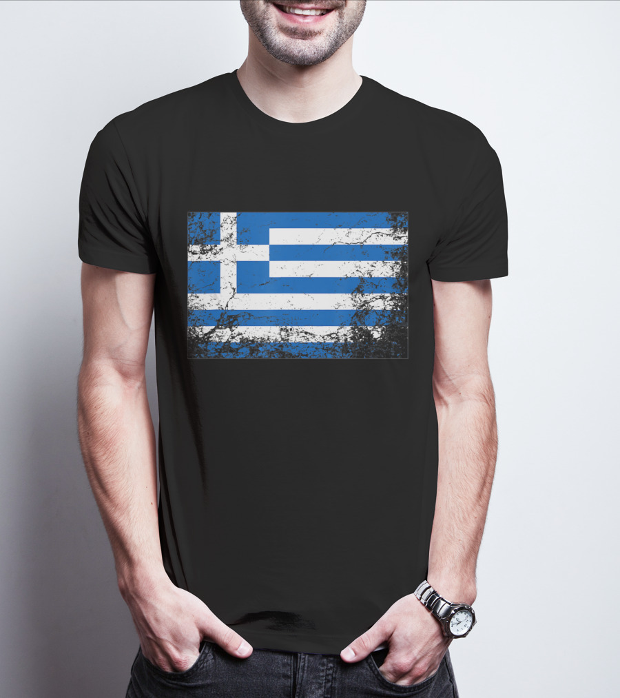 Distressed Vintage Greek National Flag T-Shirt