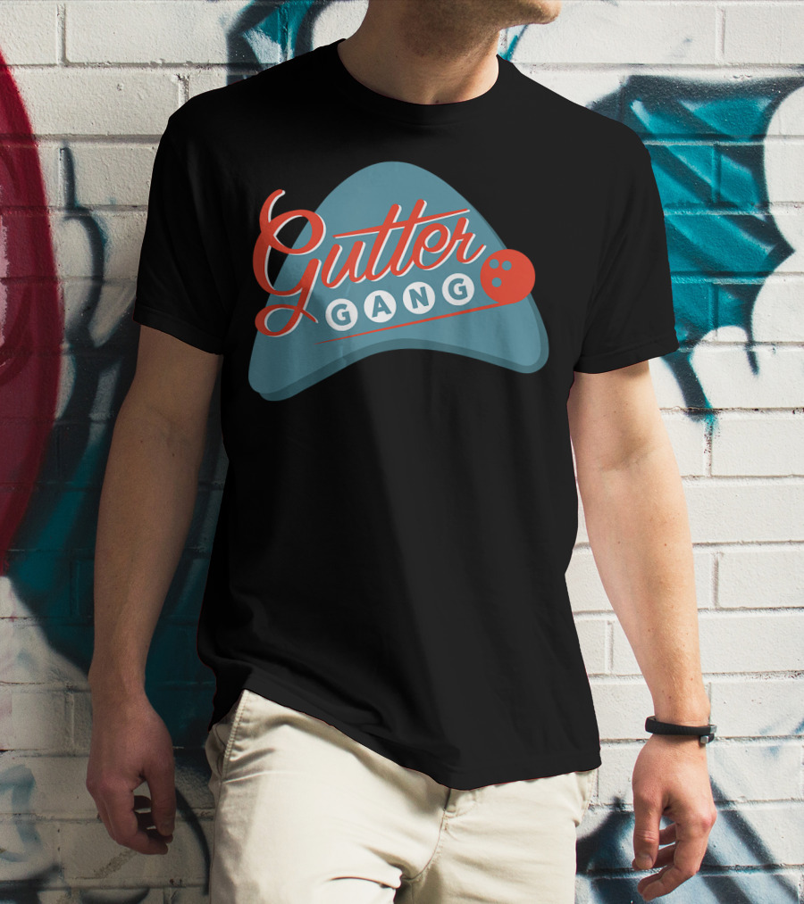 Gutter Gang Bowling League Team Retro Bowling Ball T-Shirt