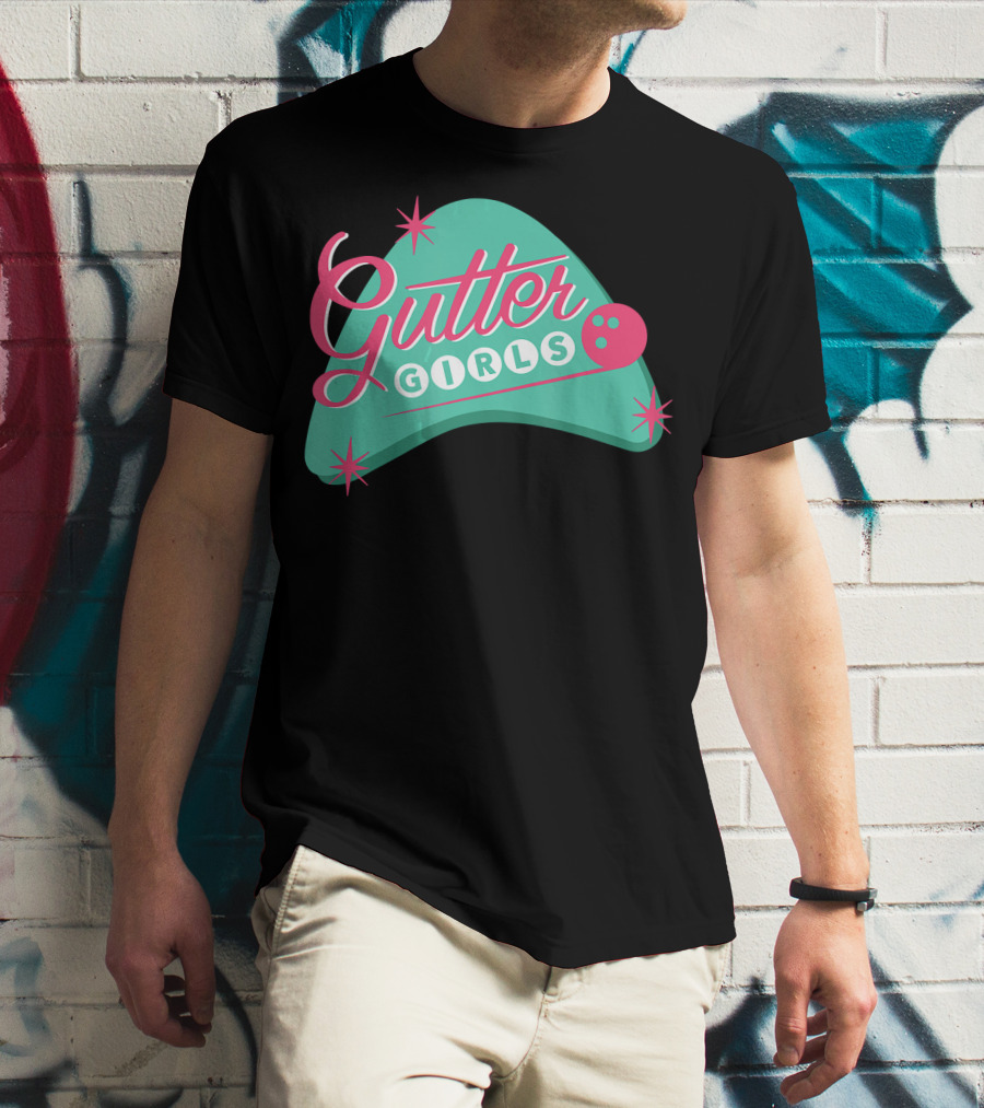 Gutter Girls Bowling Team Retro Logo Pastel T-Shirt