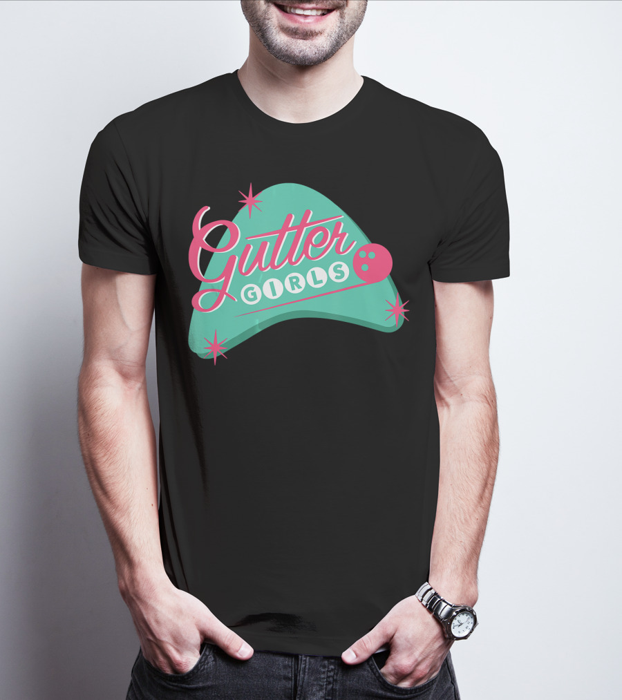 Gutter Girls Bowling Team Retro Logo Pastel T-Shirt