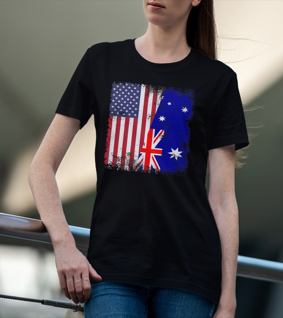 Vintage Half American Australian Flag Iconic T-Shirt