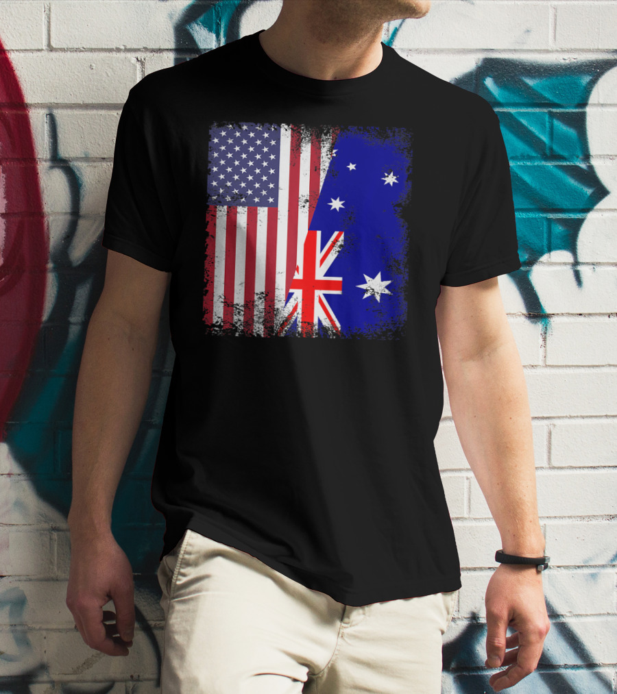 Vintage Half American Australian Flag Iconic T-Shirt