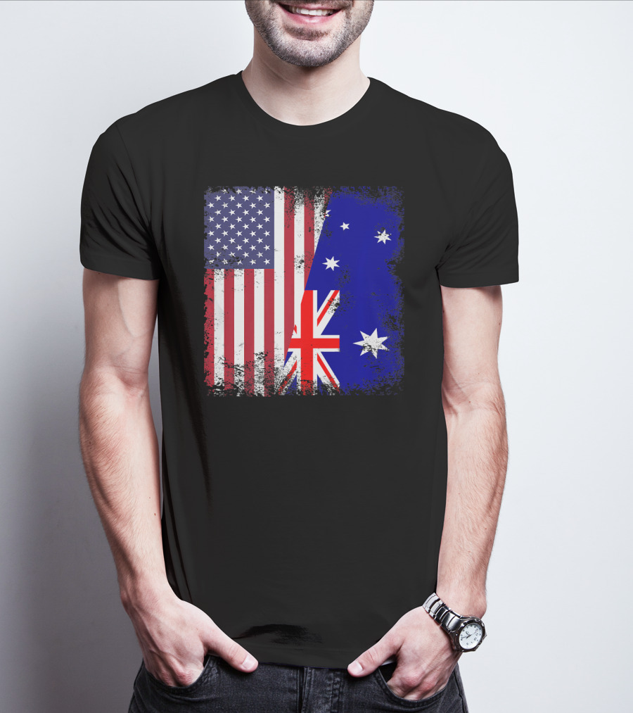 Vintage Half American Australian Flag Iconic T-Shirt