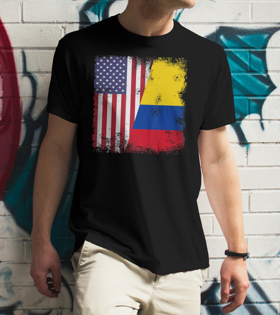 Half Colombian Half American Flag T-Shirt