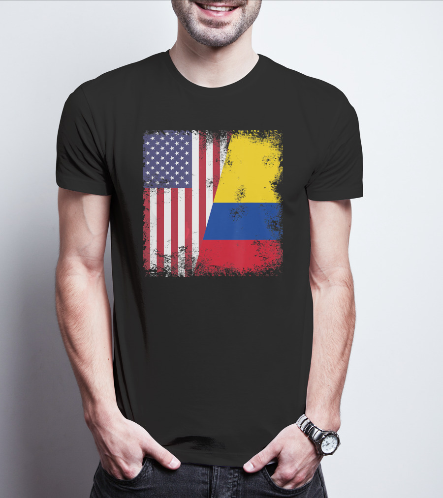 Half Colombian Half American Flag T-Shirt
